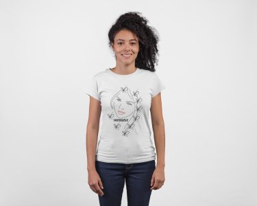 Butterfly - Line Art for Female - Half Sleeves T-shirt