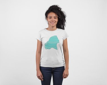 Blue Lady - Line Art for Female - Half Sleeves T-shirt