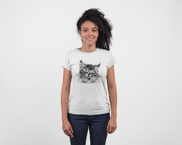Cat - Line Art for Female - Half Sleeves T-shirt