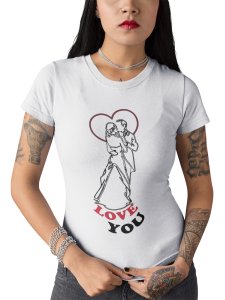 Love You - Line Art for Female - Half Sleeves T-shirt