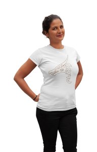 Dragon - Line Art for Female - Half Sleeves T-shirt