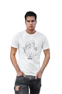 Love In Drink - Line Art for Male - Half Sleeves T-shirt