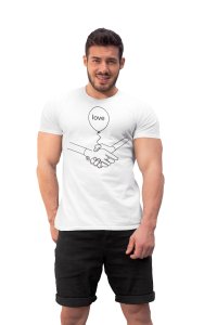 Love in Handshake - Line Art for Male - Half Sleeves T-shirt