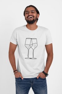 Wine Glasses - Line Art for Male - Half Sleeves T-shirt