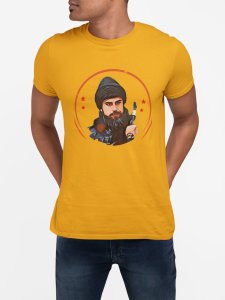 Turgut alp - Character Illustration - Yellow - The Ertugrul Ghazi - 100% cotton t-shirt for Men with soft feel and a stylish cut