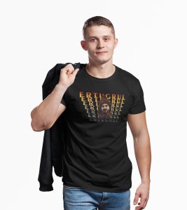 Ertugrul text - Black - The Ertugrul Ghazi - 100% cotton t-shirt for Men with soft feel and a stylish cut