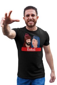 Erhal - Black - The Ertugrul Ghazi - 100% cotton t-shirt for Men with soft feel and a stylish cut
