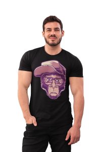 Smart monkey - Black - printed T-shirts -Abstract Funny thoughtful creative illustrations - Men's stylish clothing - Cool tees for boys