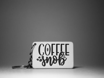 Coffee Snob- White - Designable Keychains(Combo Set Of 2)