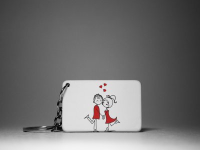Lovely Couple -White -Valentine's Special Keychains(Pack Of 2)