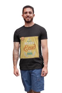 All roads lead to rome (yellow) -round crew neck cotton tshirts for men