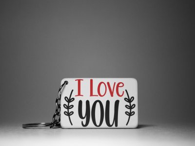 I Love You (Red And Black Text)-White -Valentine's Special Keychains(Pack Of 2)