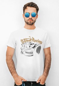 Street racing - blue car - printed T-shirts - Men's stylish clothing - Cool tees for boys