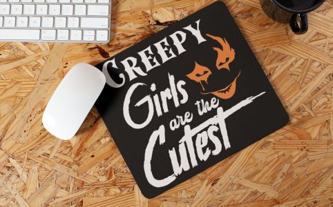 Creepy girls, Halloween text illustration graphic -Halloween Theme Mousepad