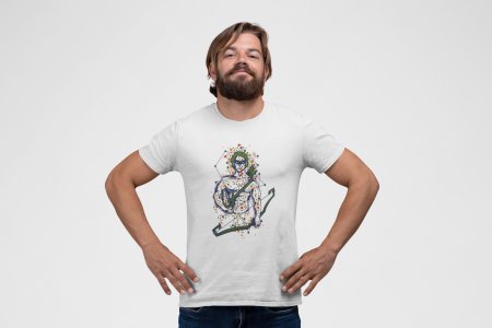Colourful Illustration art - White- printed T-shirts - Men's stylish clothing - Cool tees for boys
