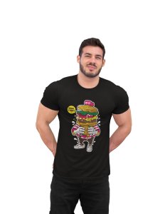 Hungry Burger -round crew neck cotton tshirts for men