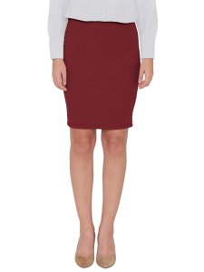 N-Gal Women's Polyester Lycra High Waist Versatile Straight Knee Length Pencil Skirt_Maroon
