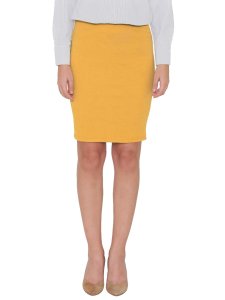 N-Gal Women's Polyester Lycra High Waist Versatile Straight Knee Length Pencil Skirt_Mustard