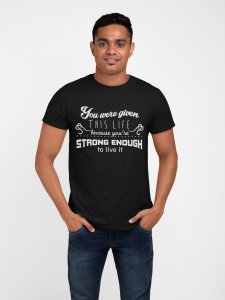 Strong enough - Black - printed T-shirts - Men's stylish clothing - Cool tees for boys