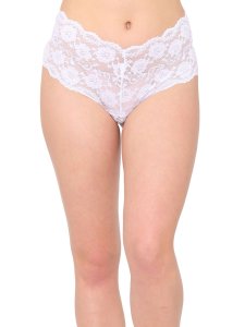 N-Gal Women's Floral Lace Mid Waist Criss Cross Back Underwear Lingerie Brief Panty _White