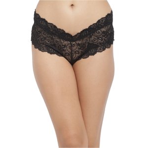 N-Gal Women's Cheeky Lace Mid Waist Floral Underwear Lingerie Brief Panty _Black
