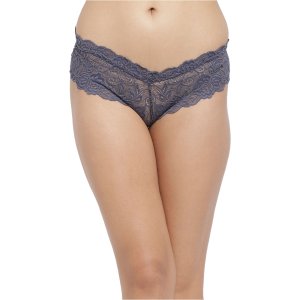 N-Gal Women's Cheeky Lace Mid Waist Floral Underwear Lingerie Brief Panty _NavyBlue