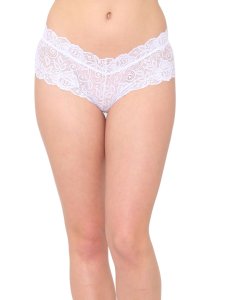 N-Gal Women's Cheeky Lace Mid Waist Floral Underwear Lingerie Brief Panty _White