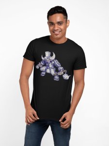 Bull Illustration art - Black - printed T-shirts - Men's stylish clothing - Cool tees for boys