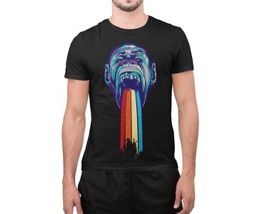 Scary colourful Illustration - Black printed T-shirts - Men's stylish clothing - Cool tees for boysscary