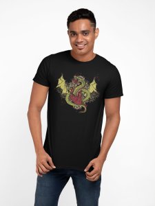 Dragon -colourfull - Black - printed T-shirts - Men's stylish clothing - Cool tees for boys
