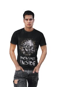 Monster inside printed black T-shirts - Men's stylish clothing - Cool tees for boys