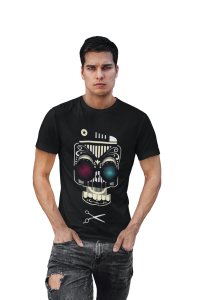 Musical Skull - Black - printed T-shirts -Abstract Funny thoughtful creative illustrations - Men's stylish clothing - Cool tees for boys