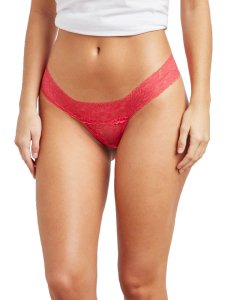 N-Gal Women's Cheeky Lace Mid Waist T Back Underwear Lingerie Brief Thong Panty_Pink