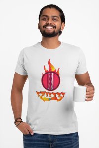Cricket - firey ball - White - Printed - Sports cool Men's T-shirt