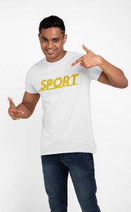 Sport - Yellow Text - White - Printed - Sports cool Men's T-shirt