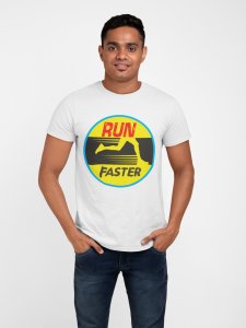Run Faster - Yellow - White - Printed - Sports cool Men's T-shirt