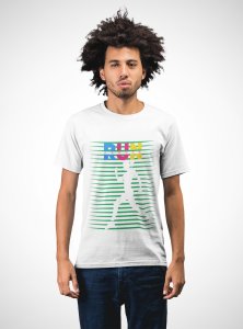 Run - Green Strips - White - Printed - Sports cool Men's T-shirt