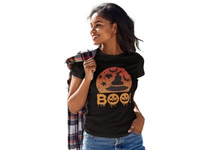 Boo - Printed Tees for Women's - designed for Halloween