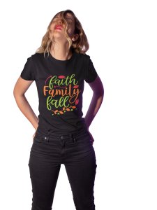 Faith family Halloween text illustration graphic - Printed Tees for Women's - designed for Halloween