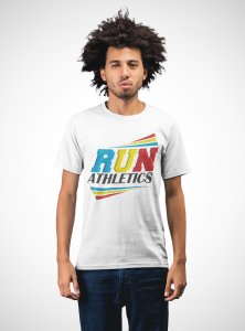 Run Athletics - White - Printed - Sports cool Men's T-shirt