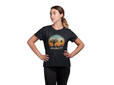 Halloween, Circle - Printed Tees for Women's -designed for Halloween