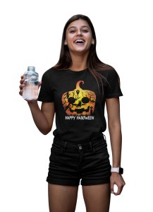 Happy Halloween, pumpkin, all in one - Printed Tees for Women's - designed for Halloween
