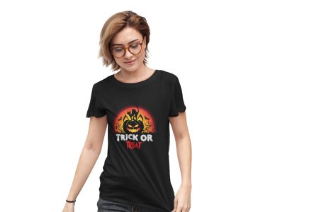 Trick or treat - Printed Tees for Women's -designed for Halloween