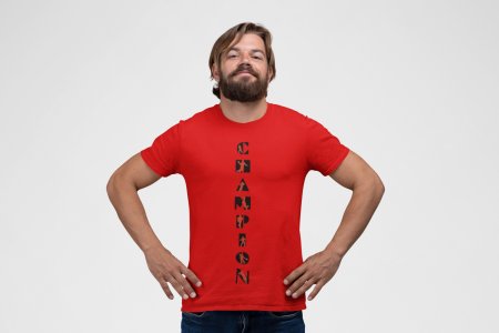 Champion - Red - Printed - Sports cool Men's T-shirt