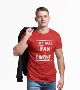 Die hard fan of Cricket - Red - Printed - Sports cool Men's T-shirt