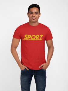Sport - Yellow Text - Red - Printed - Sports cool Men's T-shirt