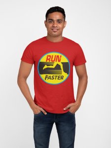 Run Faster - Yellow - Red - Printed - Sports cool Men's T-shirt