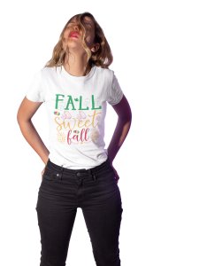 Fall sweet Halloween text illustration graphic - Printed Tees for Women's -designed for Halloween