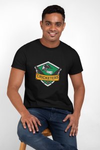 Cricketers(Helmet) - Black - Printed - Sports cool Men's T-shirt
