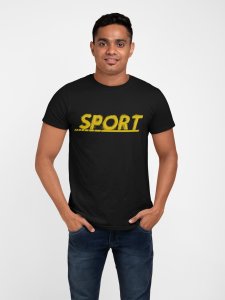 Sport - Yellow Text - Black - Printed - Sports cool Men's T-shirt